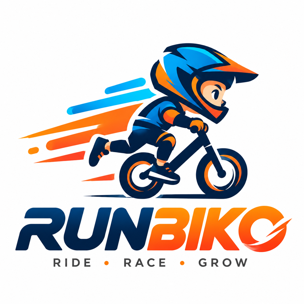 RUNBIKO rider mascot — Ride, Race, Grow
